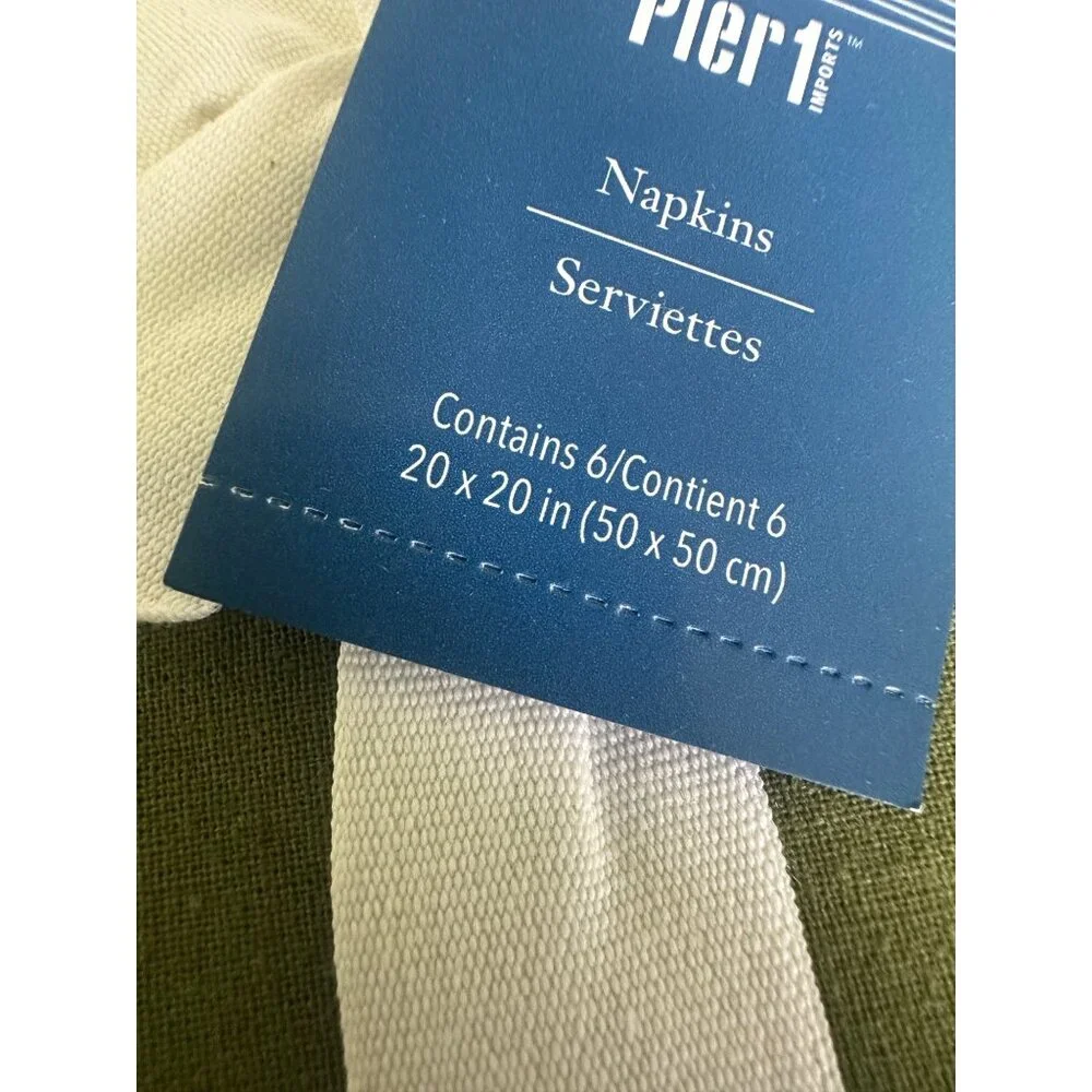 Pier 1 Imports Napkins Green Cloth Table Napkins Easter Cotton 20x20 Lot 6